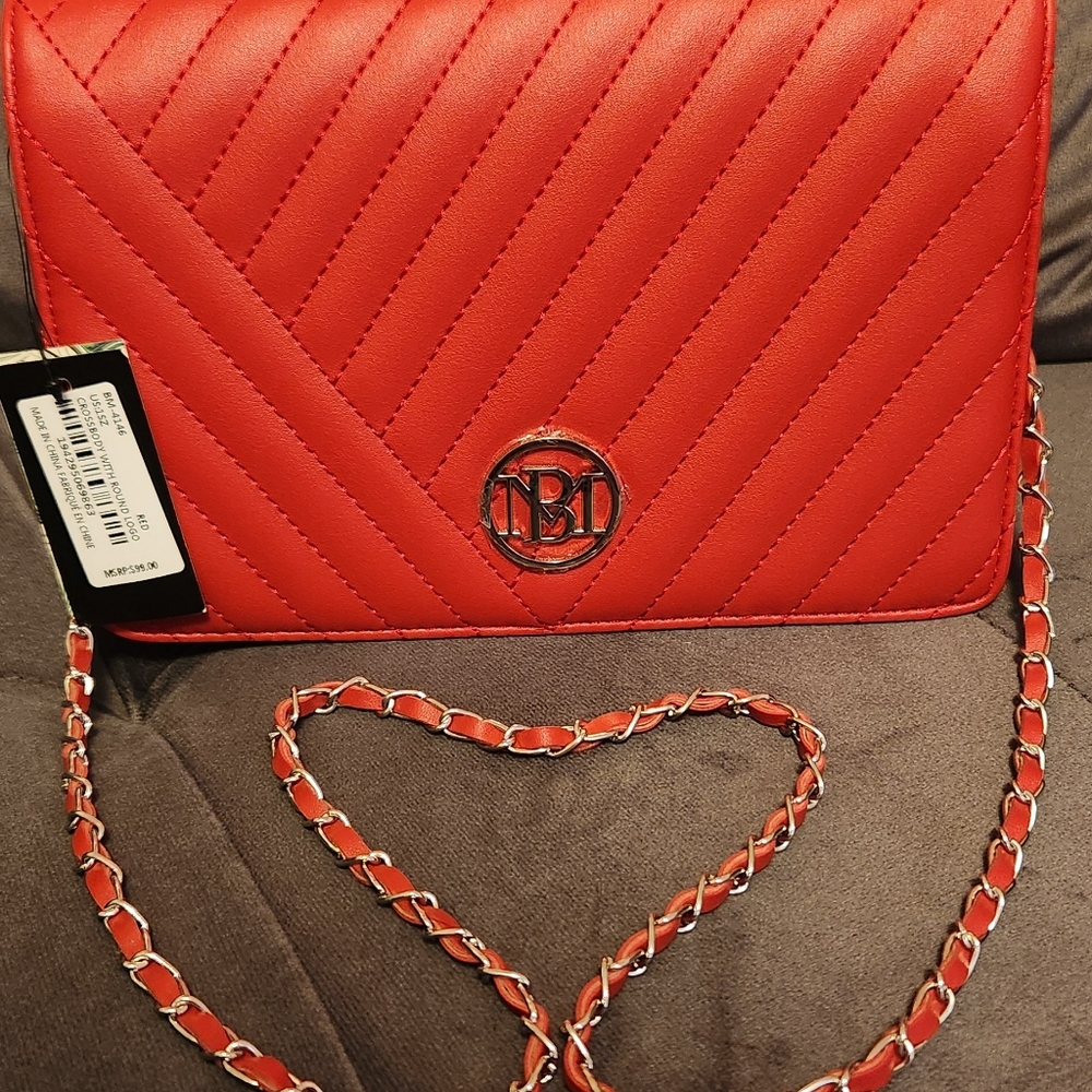 Bagley Mischka NWT Red Quilted Shoulder Bag *Vegan Leather*